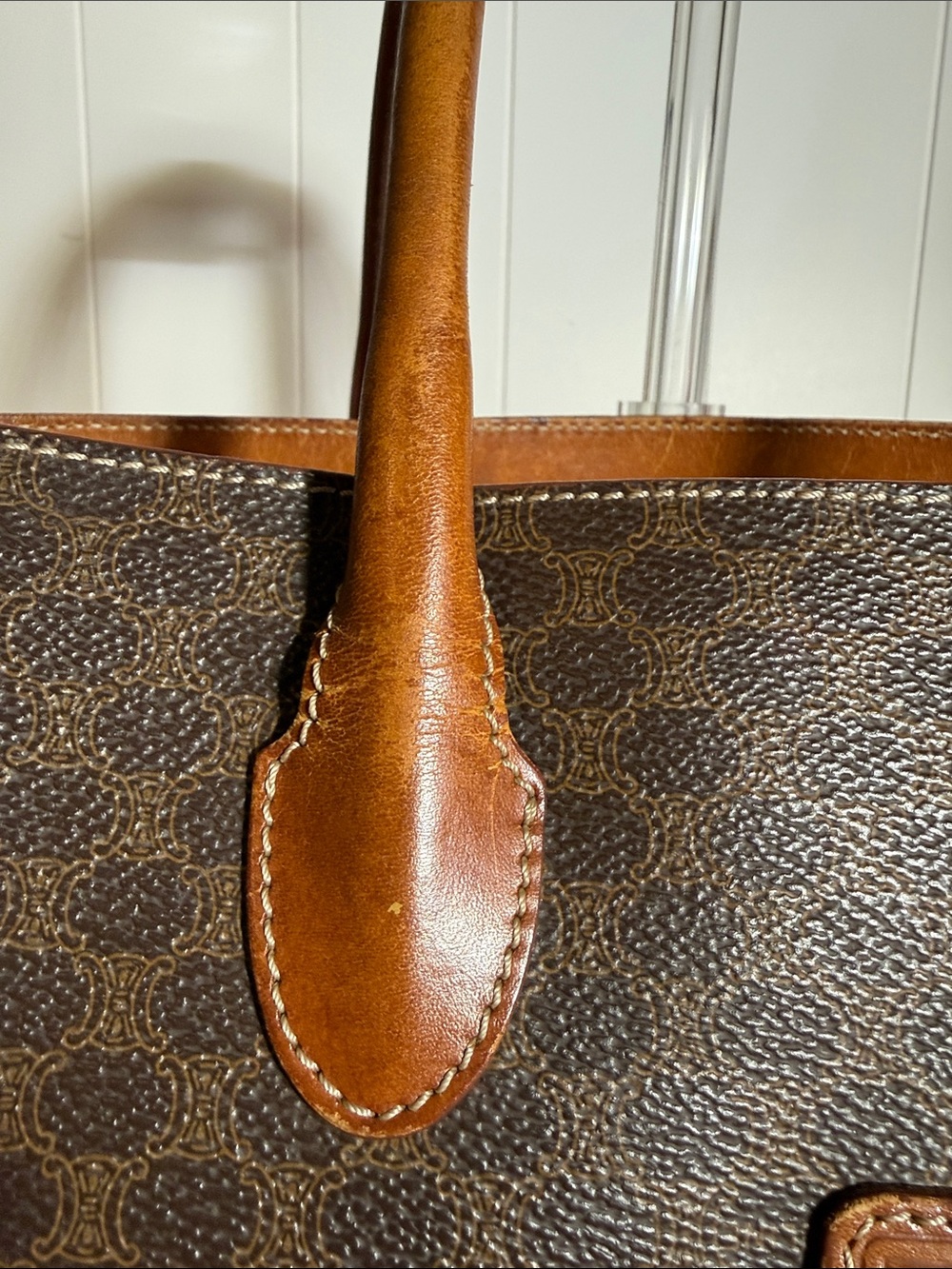 Vintage Celine Macadam Tote Bag Brown Coated Canvas Leather Italy Large Shopper - Picture 17 of 17